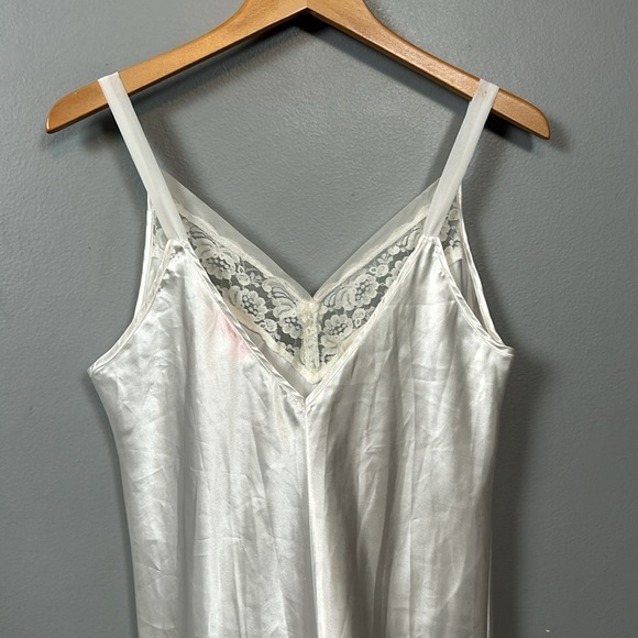 Oscar De La Renta White Lace Chest Maxi Slip size L - Picture 6 of 10